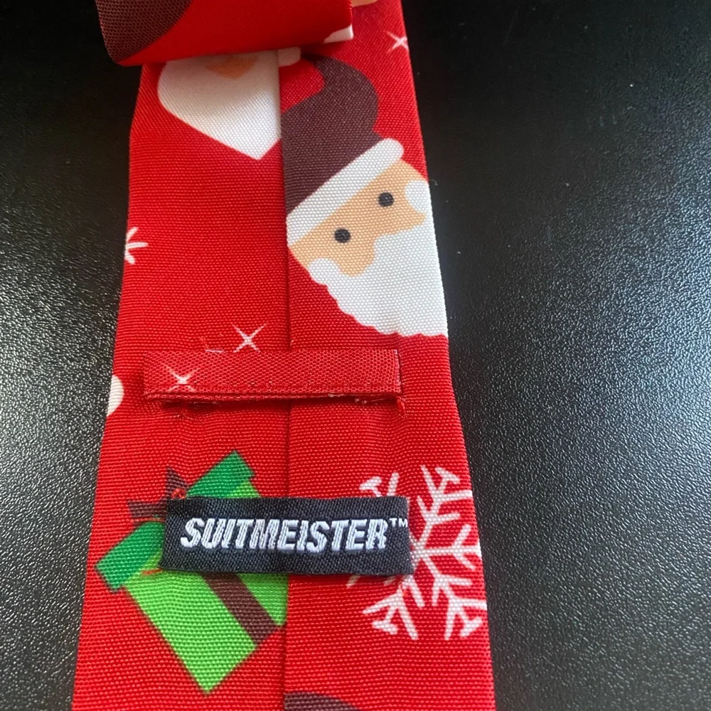 Festive Red Santa Tie and Bear Kids Scrunchie